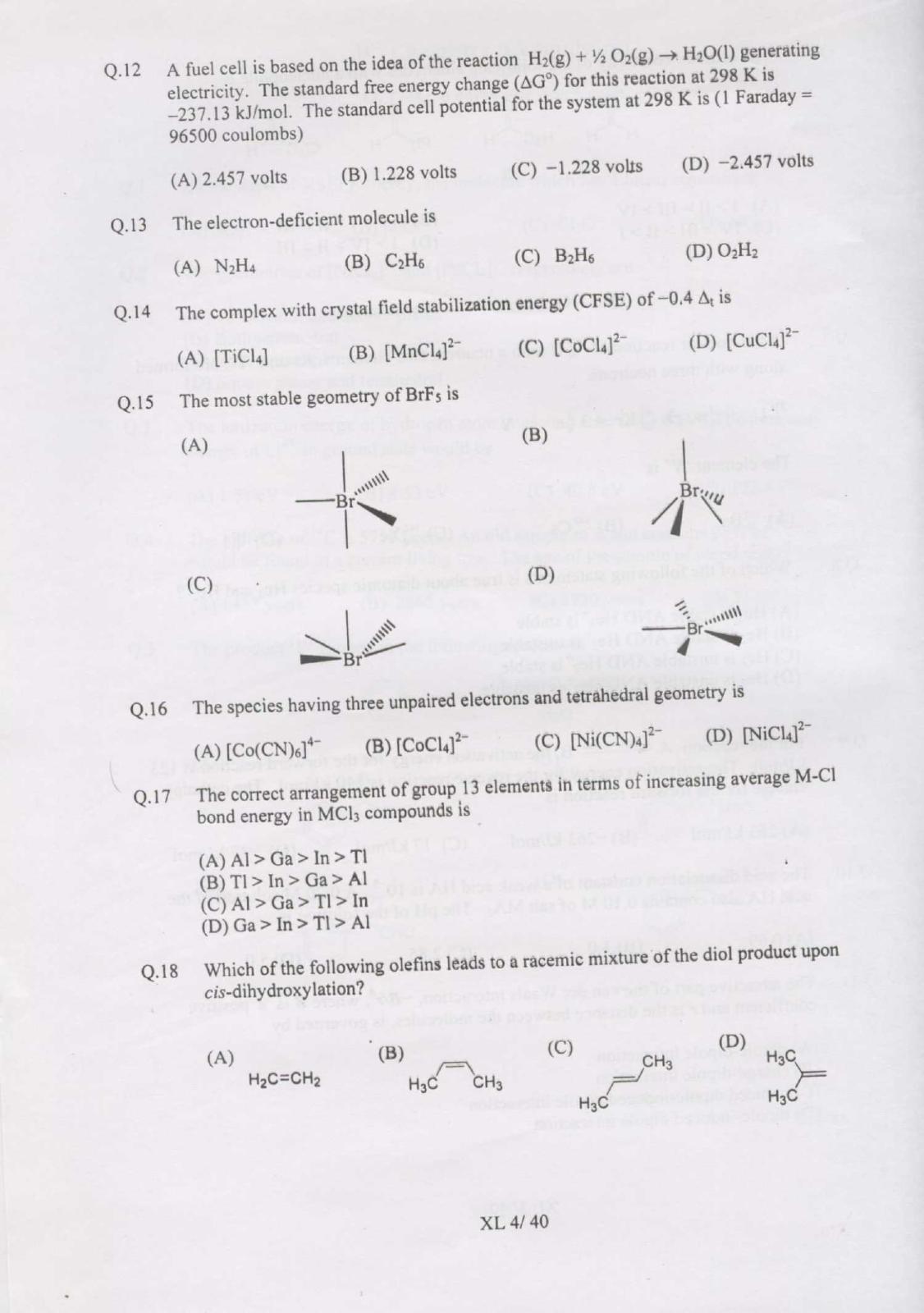 GATE 2007 Life Sciences (XL) Question Paper with Answer Key - Page 4