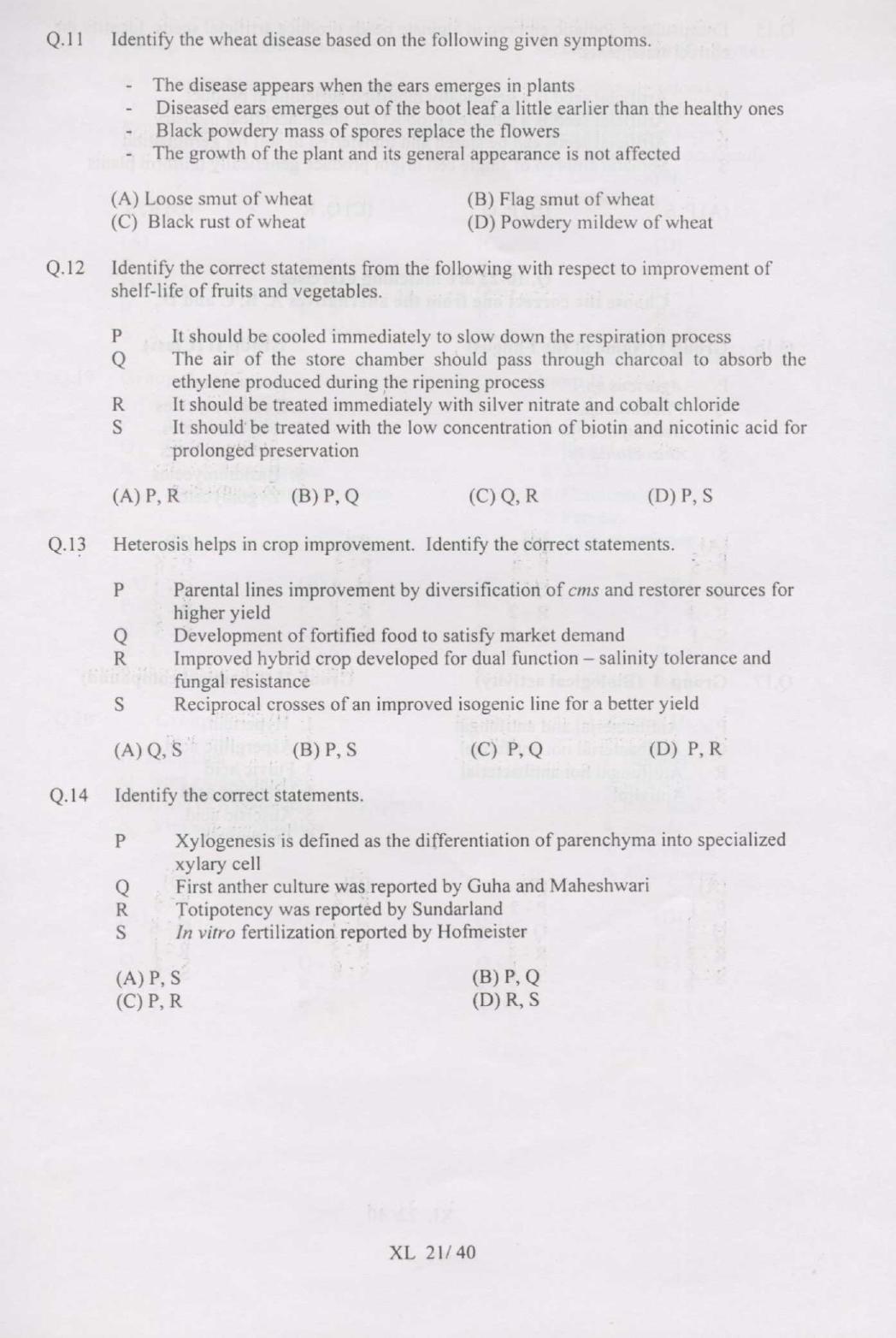 GATE 2007 Life Sciences (XL) Question Paper with Answer Key - Page 21