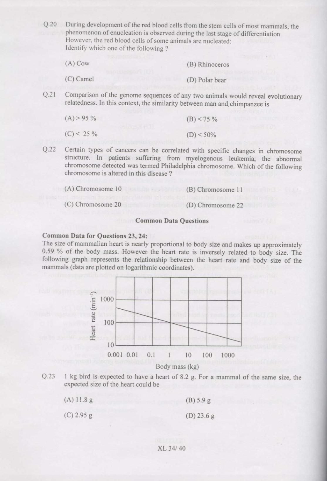 GATE 2007 Life Sciences (XL) Question Paper with Answer Key - Page 34