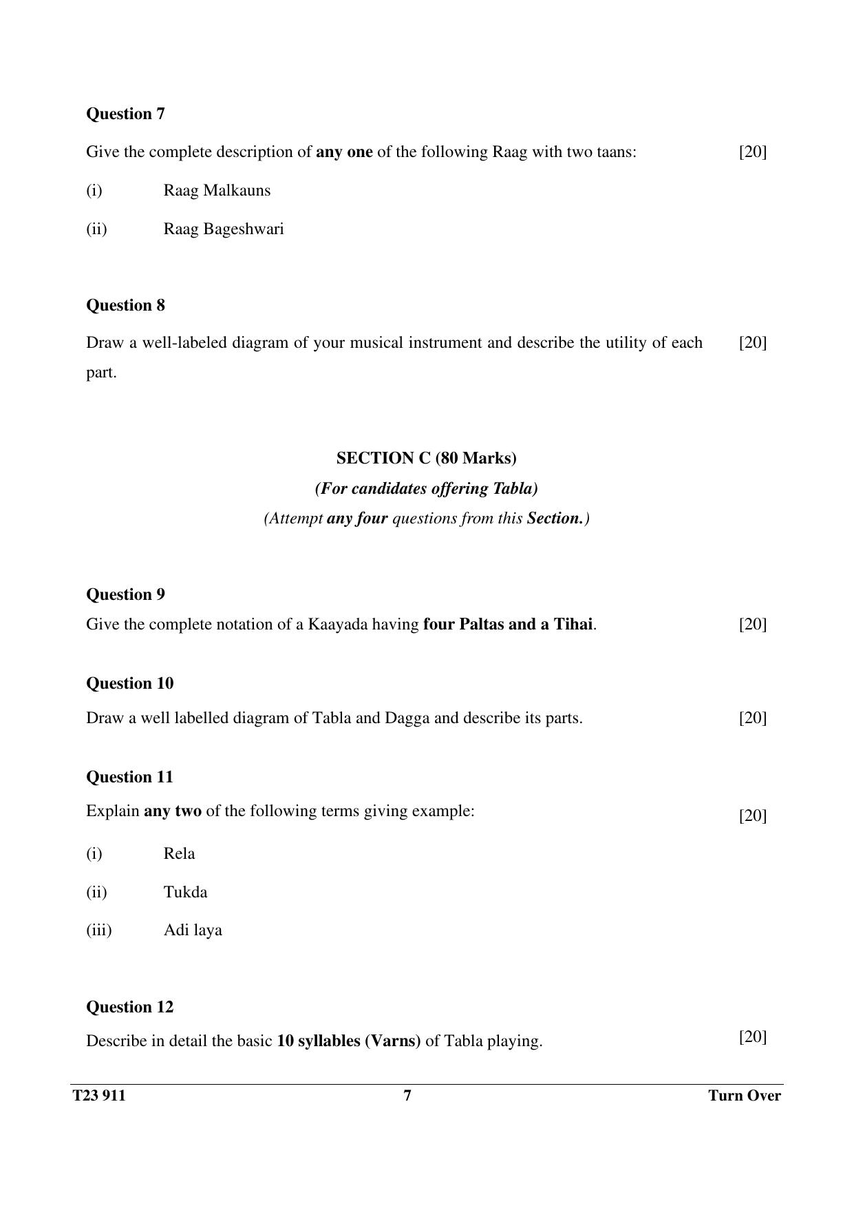 ICSE Class 10 HINDUSTANI MUSIC 2023 Question Paper - Page 7