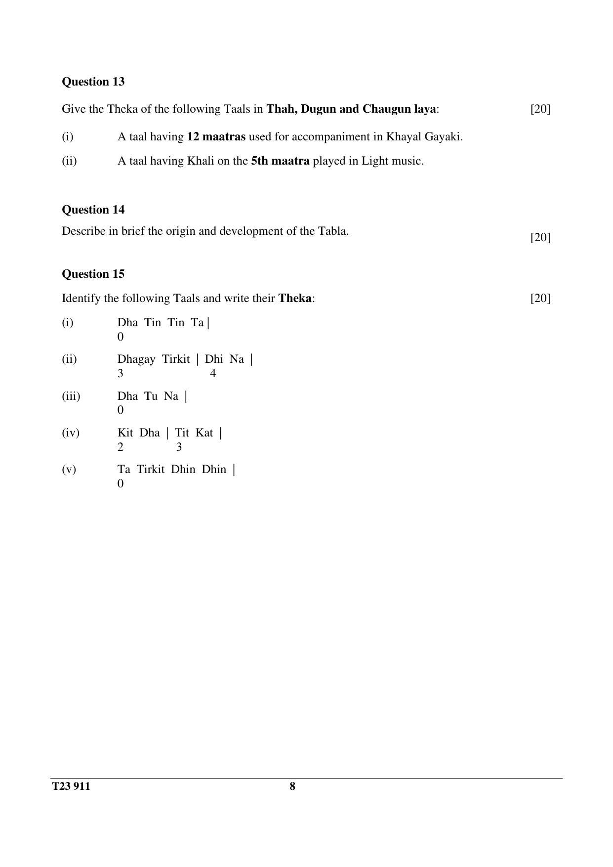 ICSE Class 10 HINDUSTANI MUSIC 2023 Question Paper - Page 8