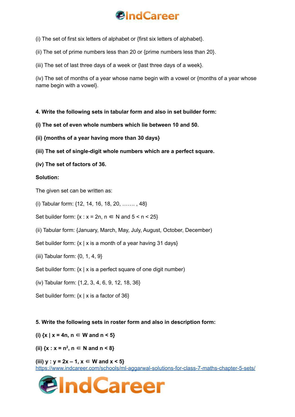ML Aggarwal Solutions for Class 7 Maths Chapter 5- Sets - Page 4