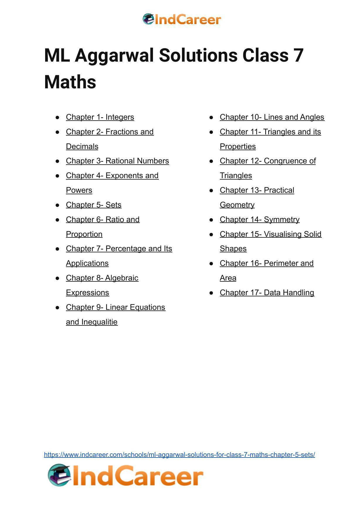ML Aggarwal Solutions for Class 7 Maths Chapter 5- Sets - Page 9