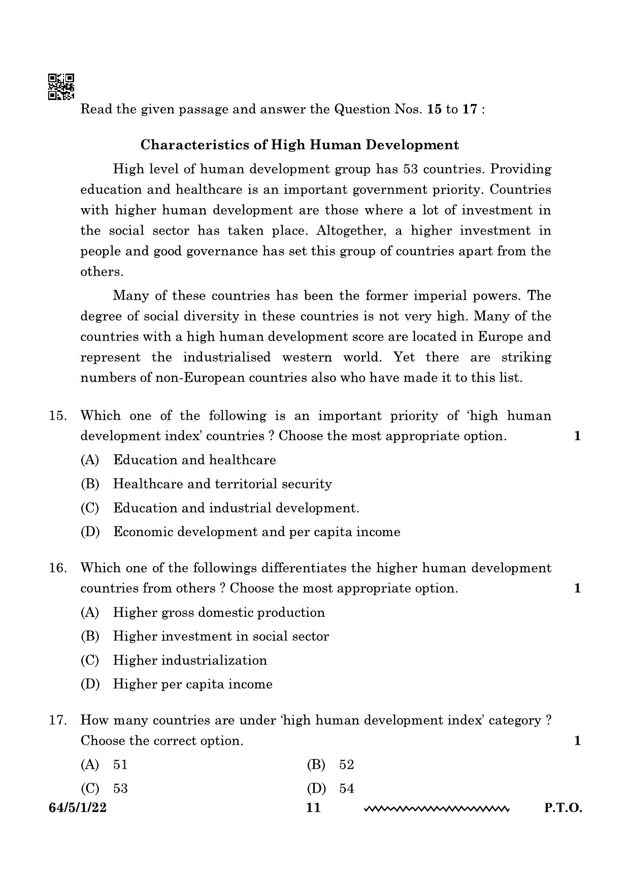 CBSE Class 12 64-5-1 Geography 2024 Question Paper - Page 11