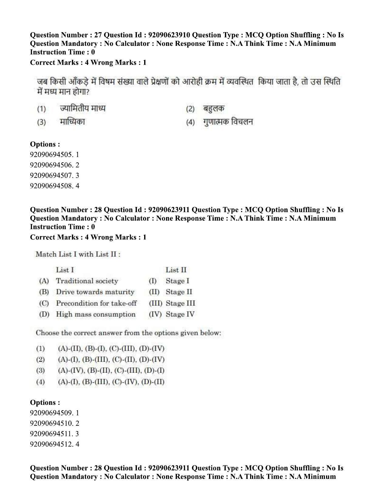 CUET PG 2023: HUQP06 – Dev. and Labour studies Hin(1) - Shift 2 (24-06-2023) Question Paper - Page 27