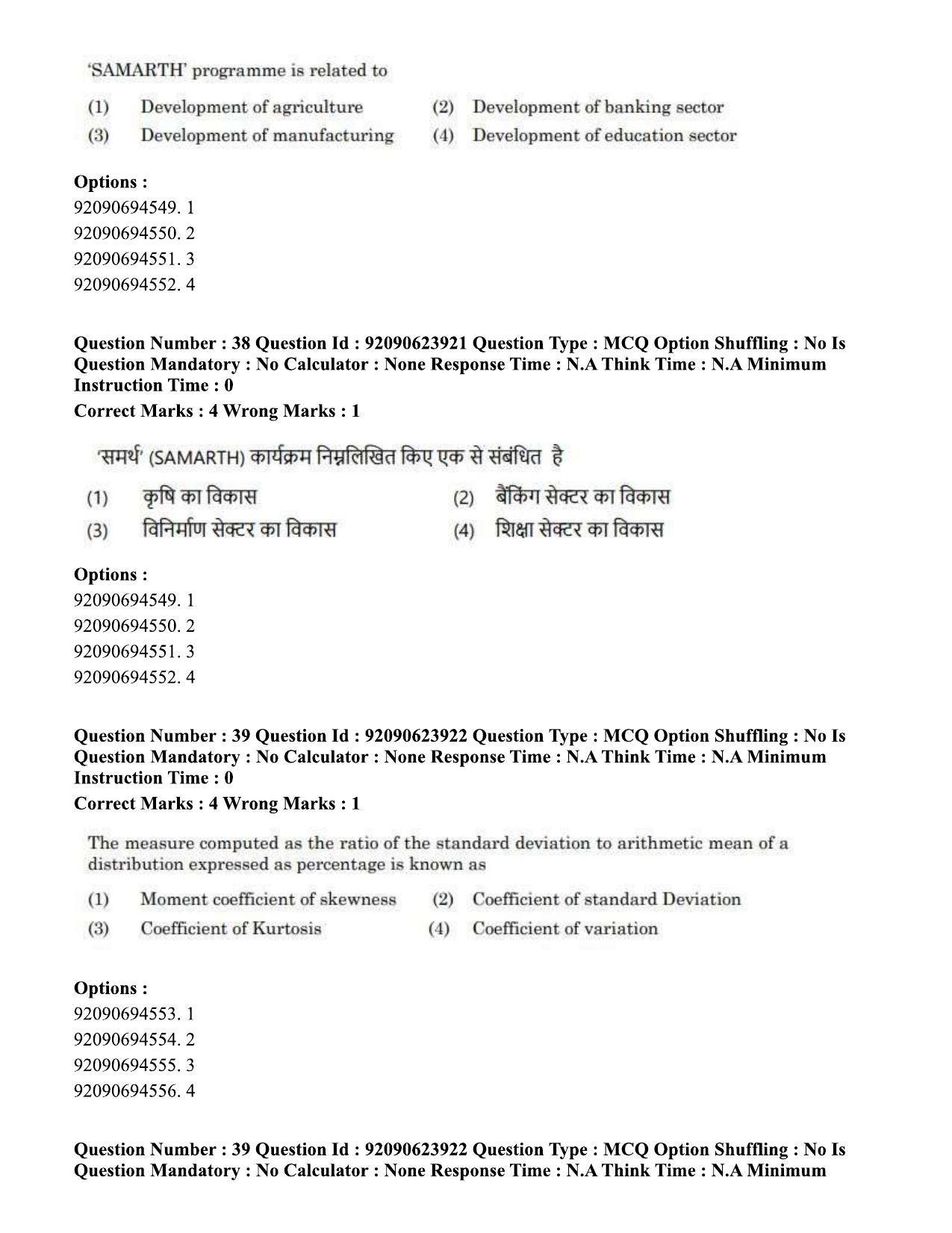 CUET PG 2023: HUQP06 – Dev. and Labour studies Hin(1) - Shift 2 (24-06-2023) Question Paper - Page 40