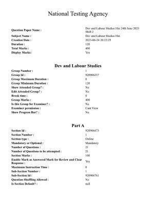 CUET PG 2023: HUQP06 – Dev. and Labour studies Hin(1) - Shift 2 (24-06-2023) Question Paper