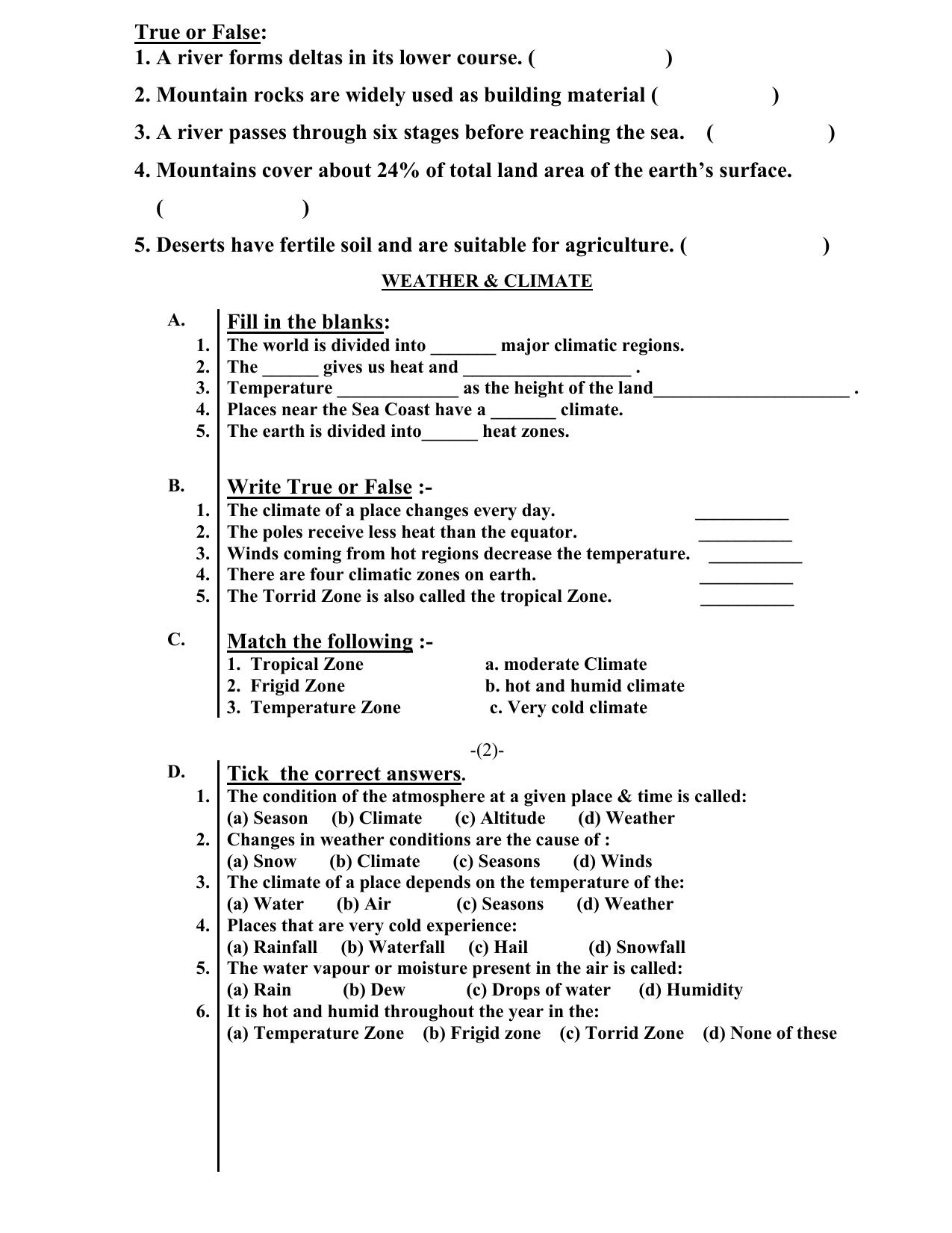 Worksheet for Class 5 Social Science Assignment 8 - Page 2