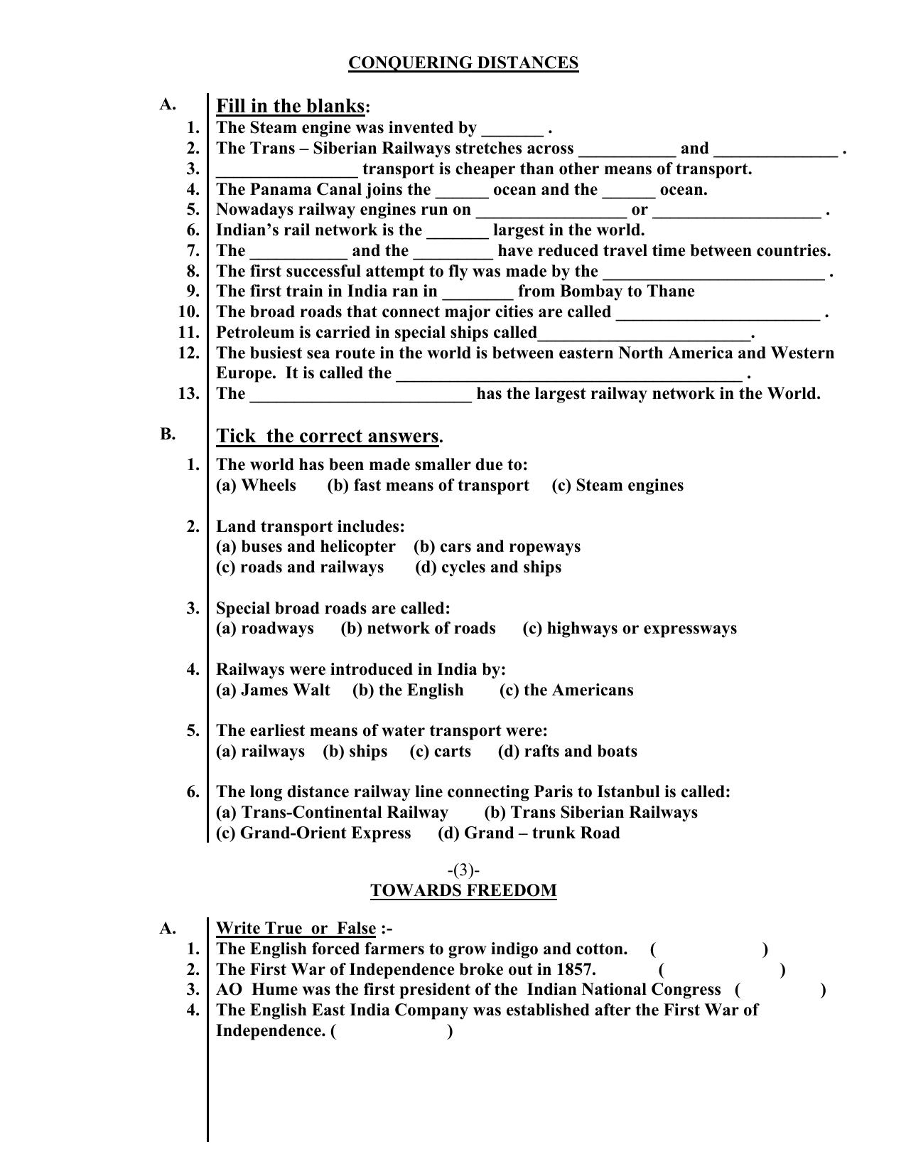 Worksheet for Class 5 Social Science Assignment 8 - Page 3