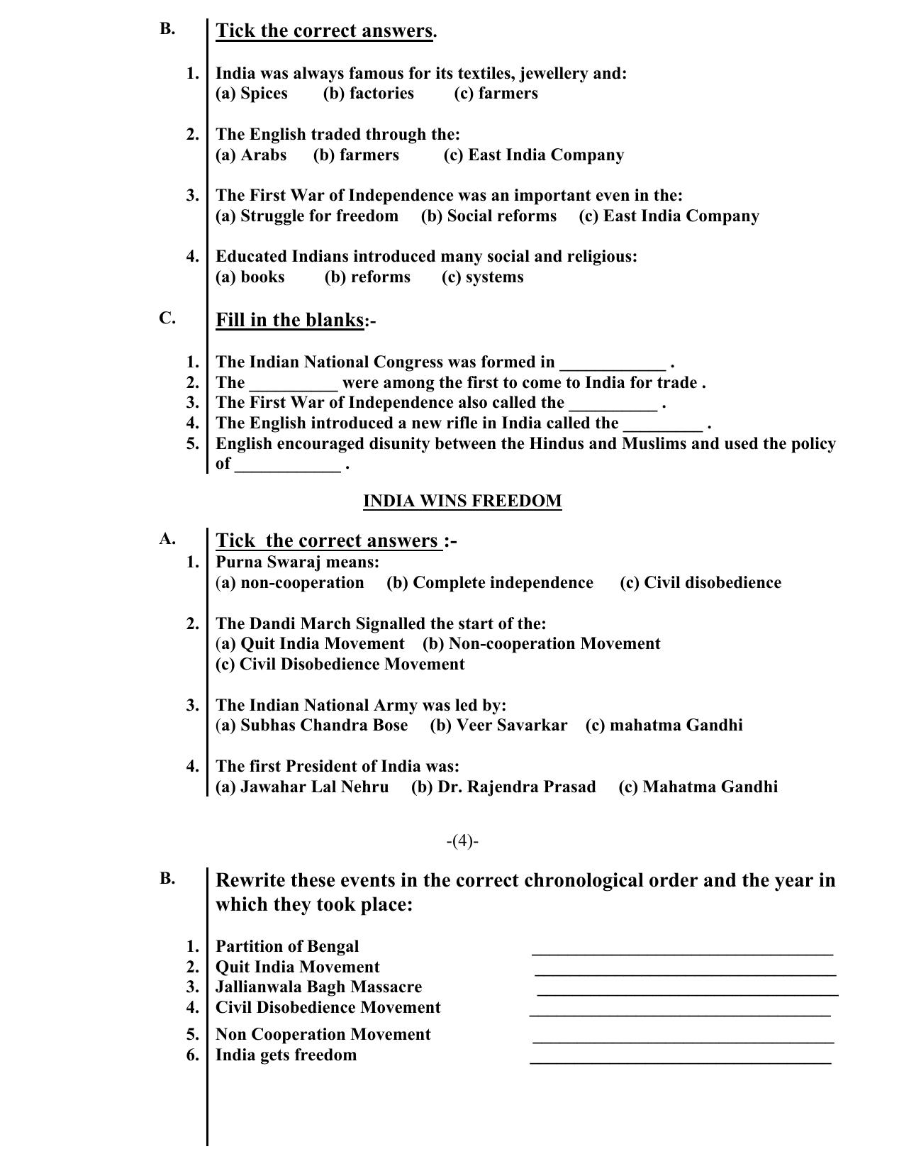 Worksheet for Class 5 Social Science Assignment 8 - Page 4