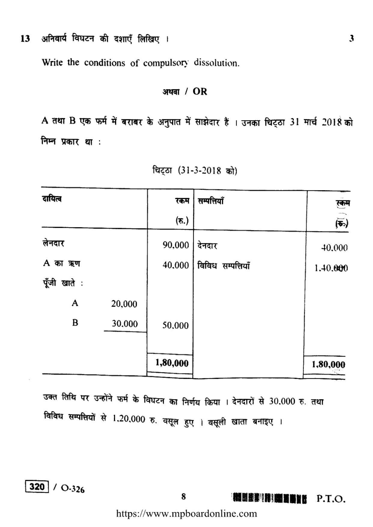 MP Board Class 12 Accountancy 2021 Question Paper - Page 8