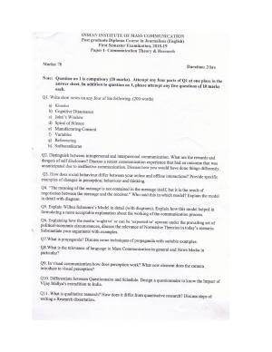 IIMC Journalism (PG Diploma) 2019 English Question Paper