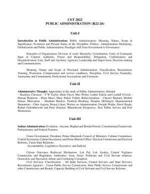 AP RCET Public Administration Syllabus