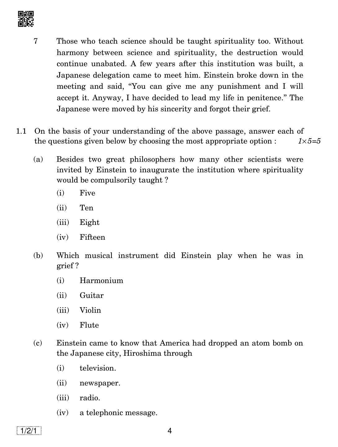 CBSE Class 12 1-2-1 English Core 2019 Question Paper - Page 4