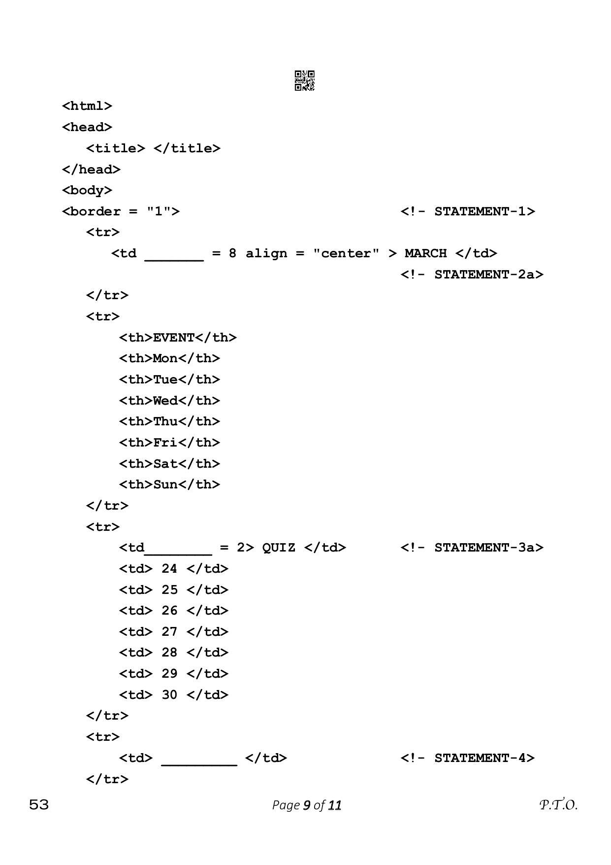 CBSE Class 10 Computer Applications (Compartment) 2023 Question Paper - Page 9