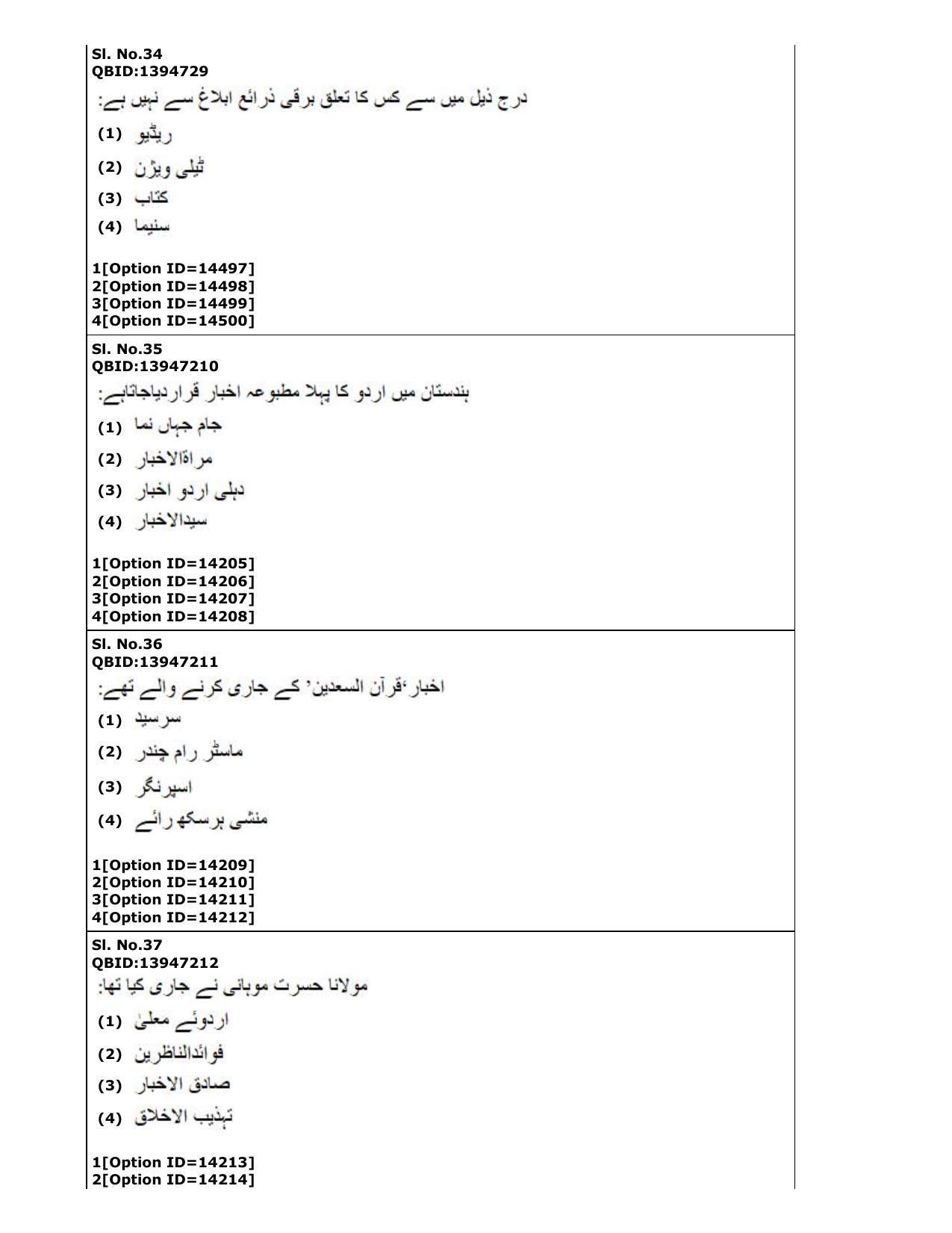 CUET (PG) 2022: PGQP-62 Urdu Journalism Mass Media in Urdu (05-09-2022) Question Paper - Page 20
