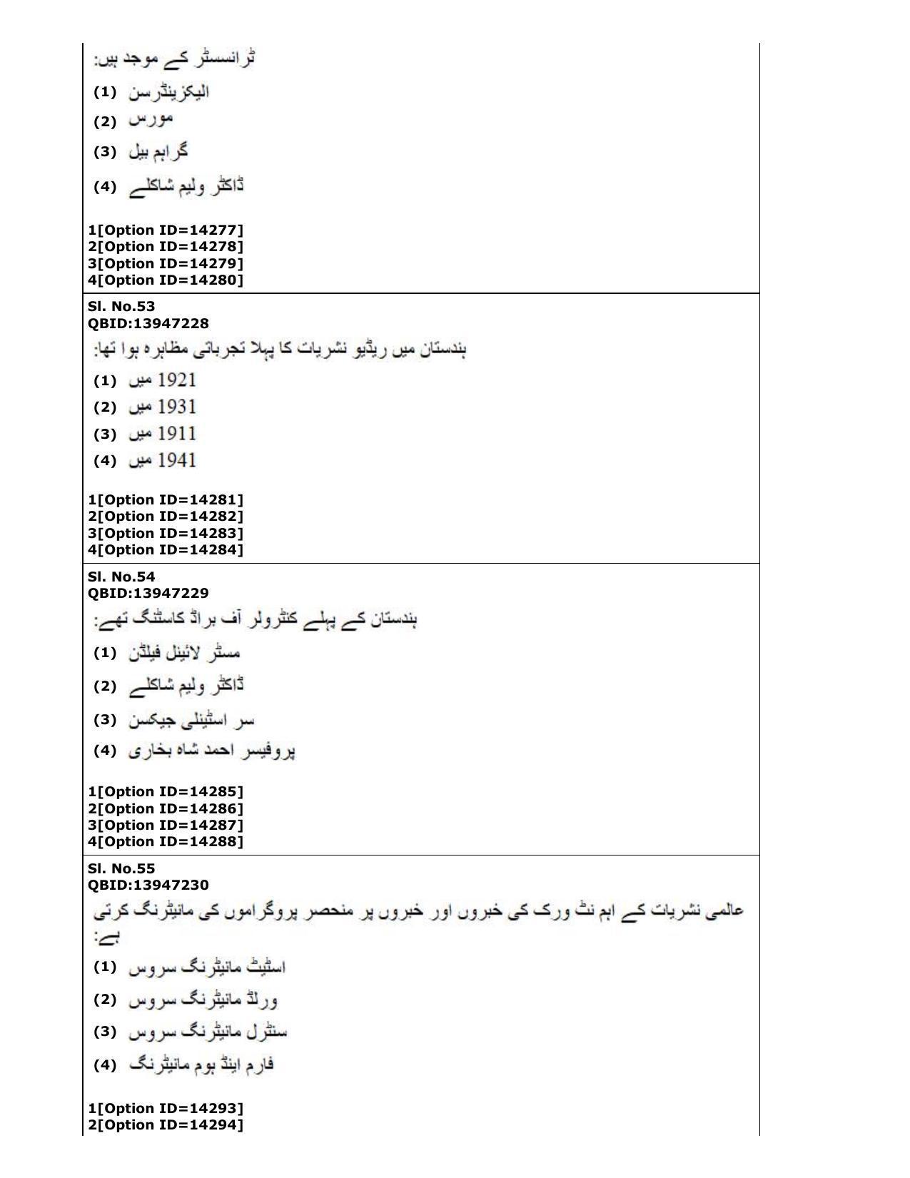 CUET (PG) 2022: PGQP-62 Urdu Journalism Mass Media in Urdu (05-09-2022) Question Paper - Page 25