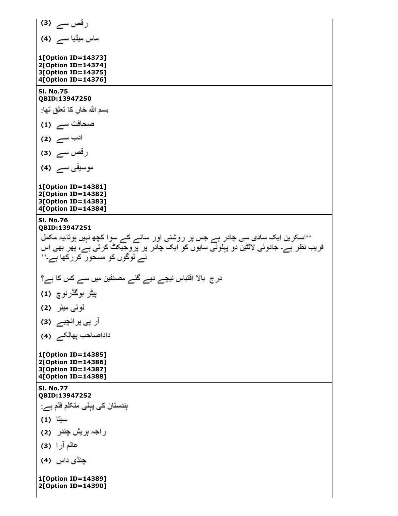 CUET (PG) 2022: PGQP-62 Urdu Journalism Mass Media in Urdu (05-09-2022) Question Paper - Page 31