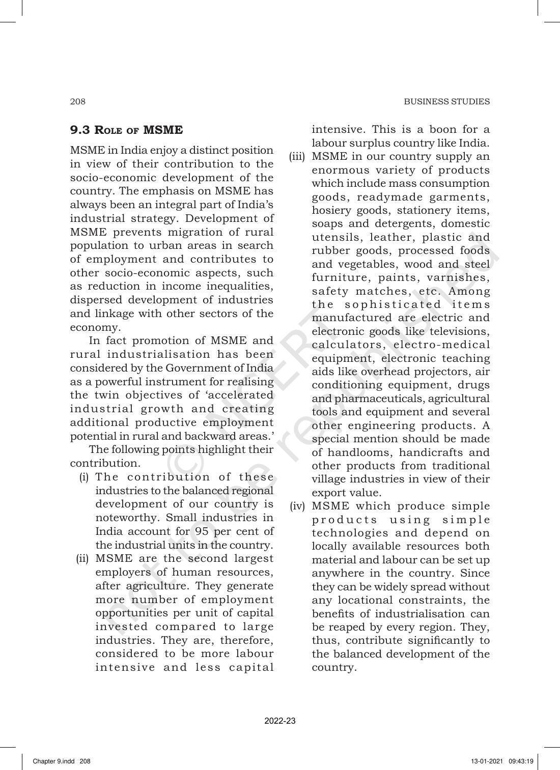 NCERT Book for Class 11 Business Studies Chapter 9 Small Business - Page 5