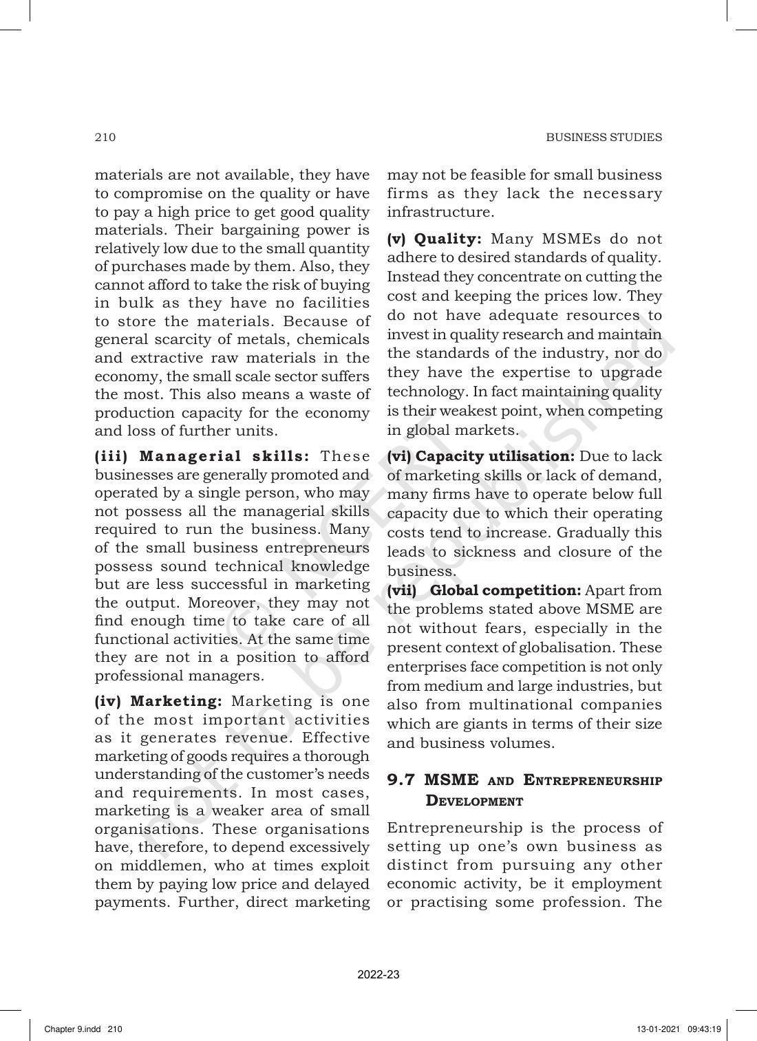 NCERT Book for Class 11 Business Studies Chapter 9 Small Business - Page 7