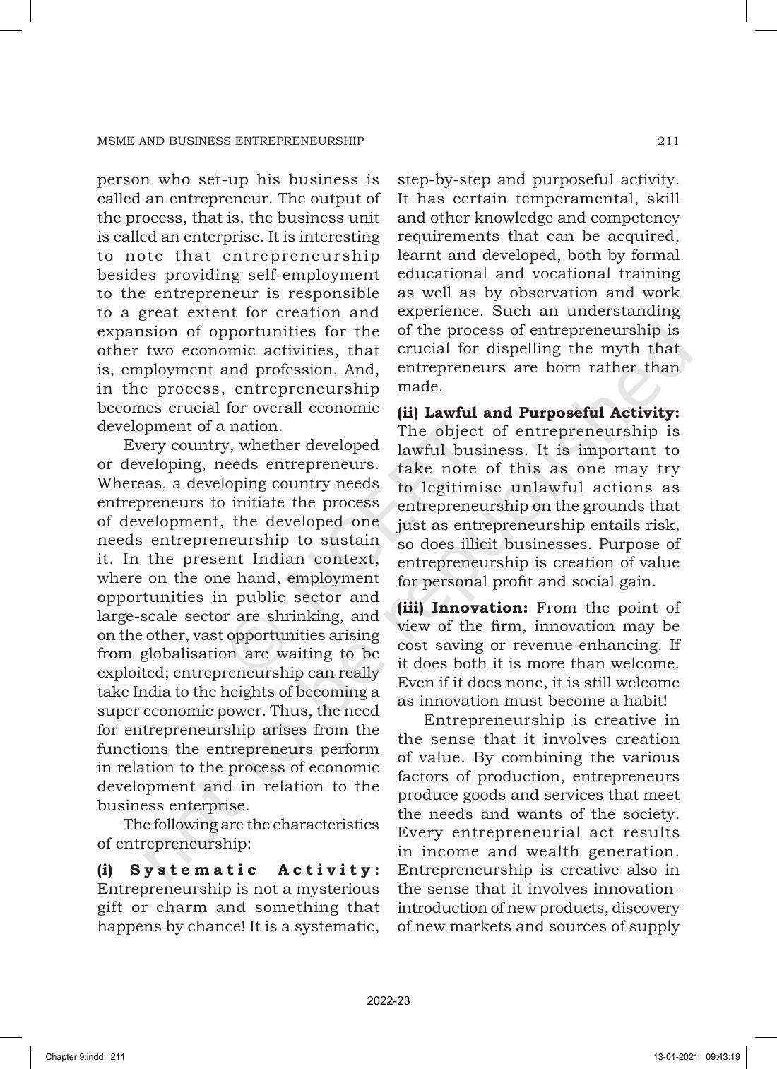 NCERT Book for Class 11 Business Studies Chapter 9 Small Business - Page 8