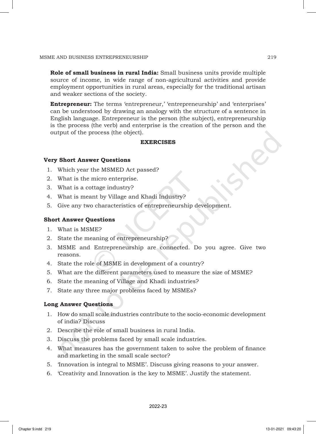 NCERT Book for Class 11 Business Studies Chapter 9 Small Business - Page 16