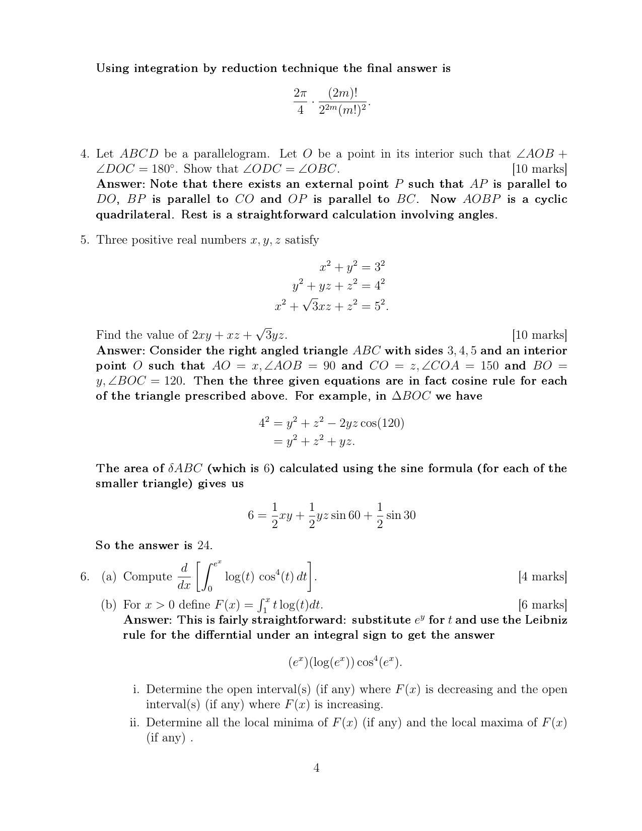 CMI Entrance Exam 2019 Solutions B.Sc (Hons.) Mathematics and Computer Science - Page 4