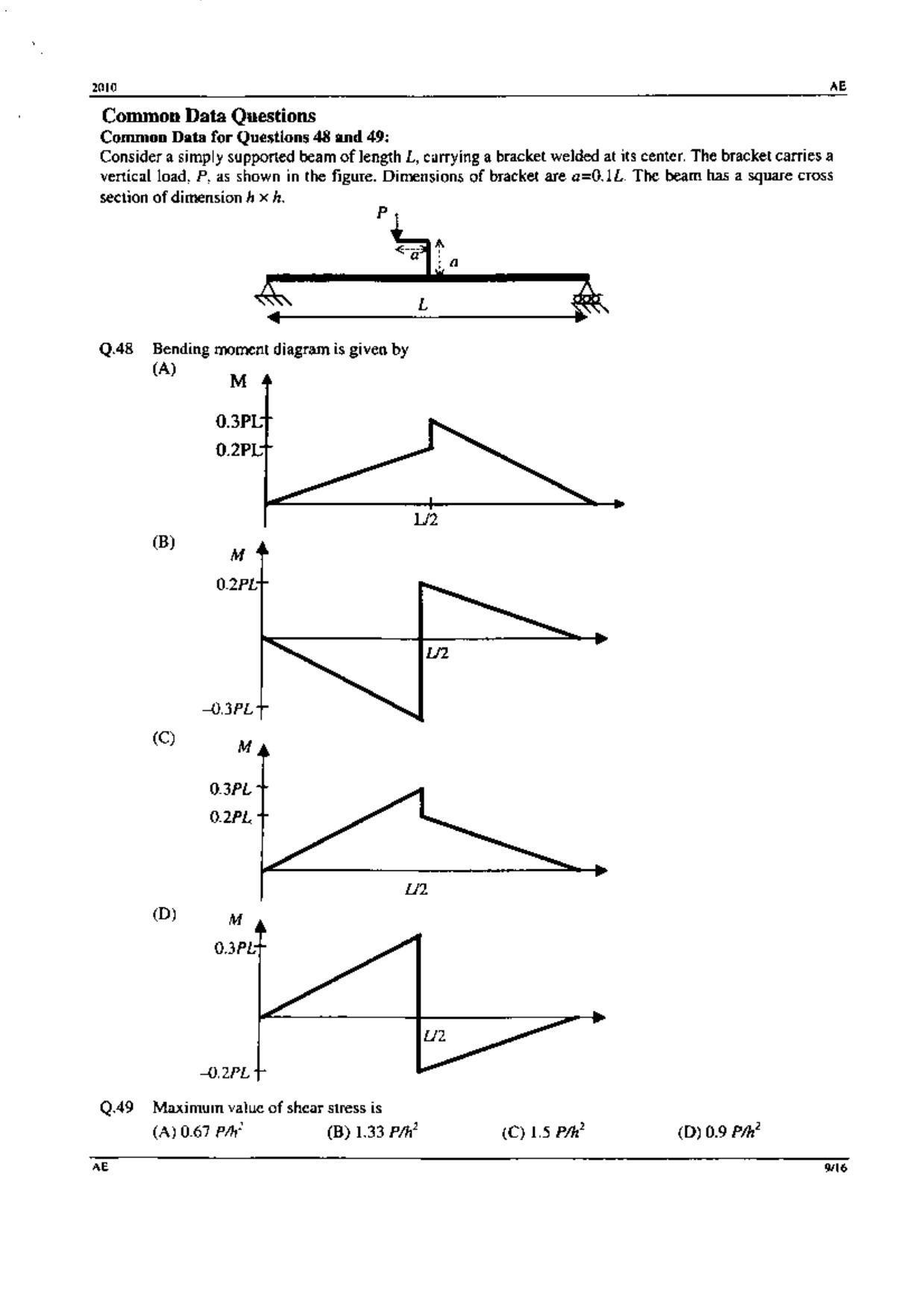 GATE 2010 Aerospace Engineering (AE) Question Paper with Answer Key - Page 9