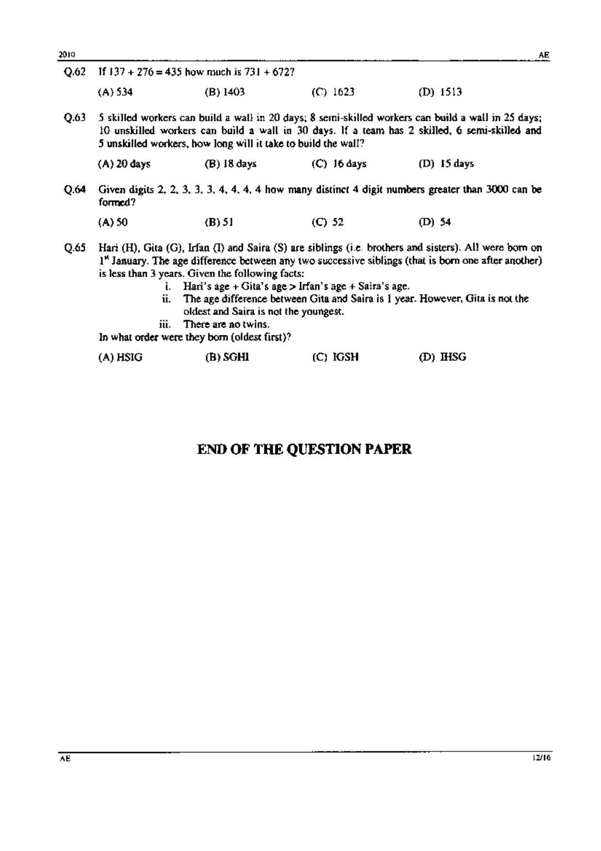 GATE 2010 Aerospace Engineering (AE) Question Paper with Answer Key - Page 12