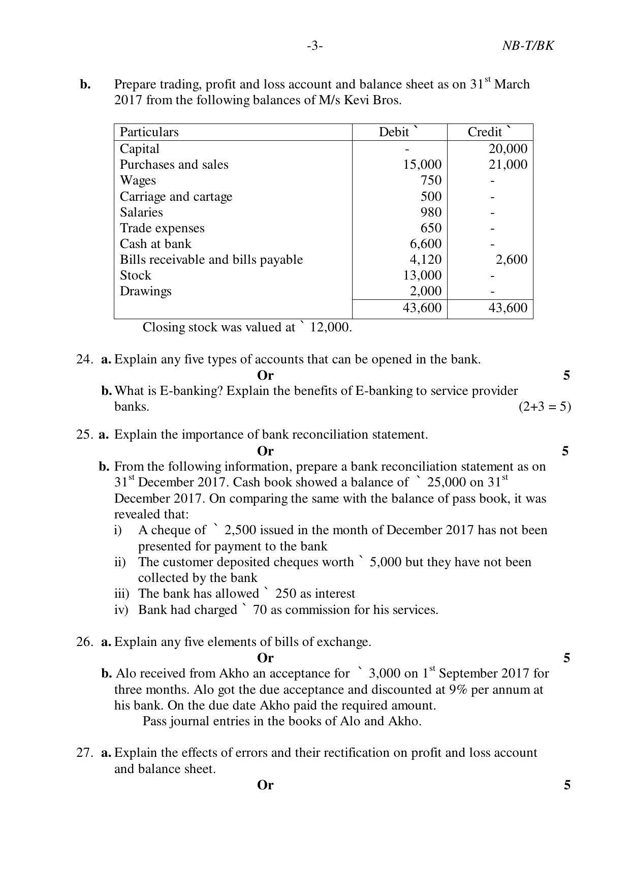Nagaland Board Class 10 BOOK-KEEPING & ACCOUNTANCY 2019 Question Paper - Page 3