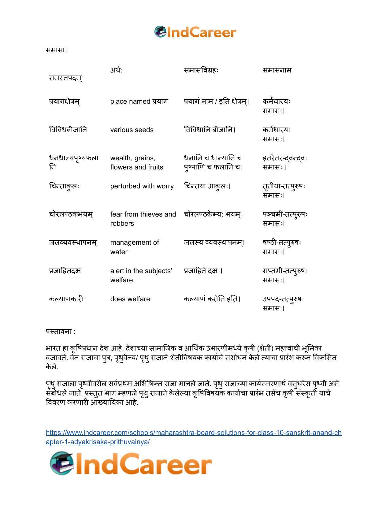 Maharashtra Board Solutions for Class 10- Sanskrit Anand: Chapter 1- आद्यकृषक: पृथुवैन्यः - Page 25