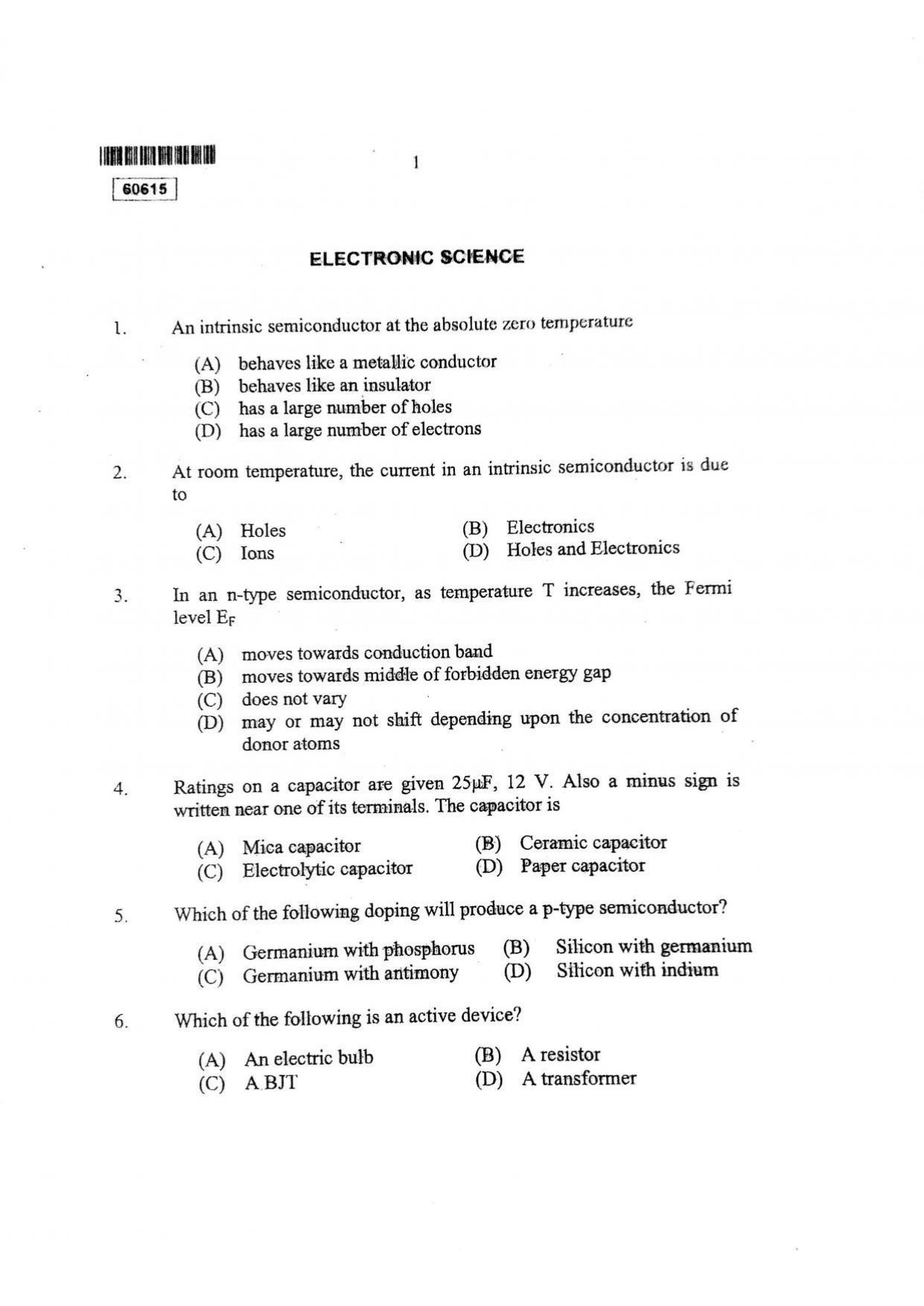 CUSAT CAT 2015 Electronic Science Question Paper - Page 2