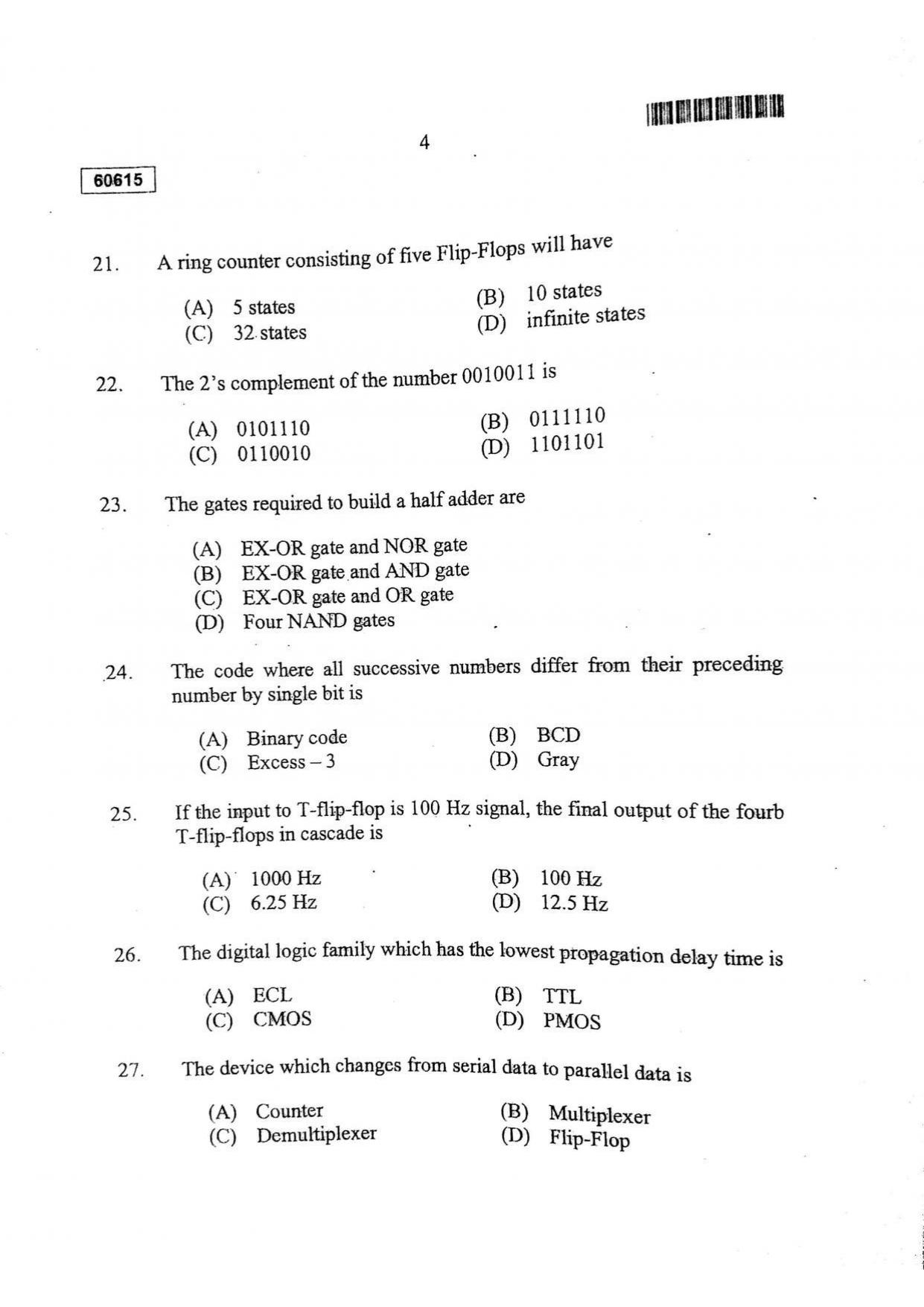 CUSAT CAT 2015 Electronic Science Question Paper - Page 5