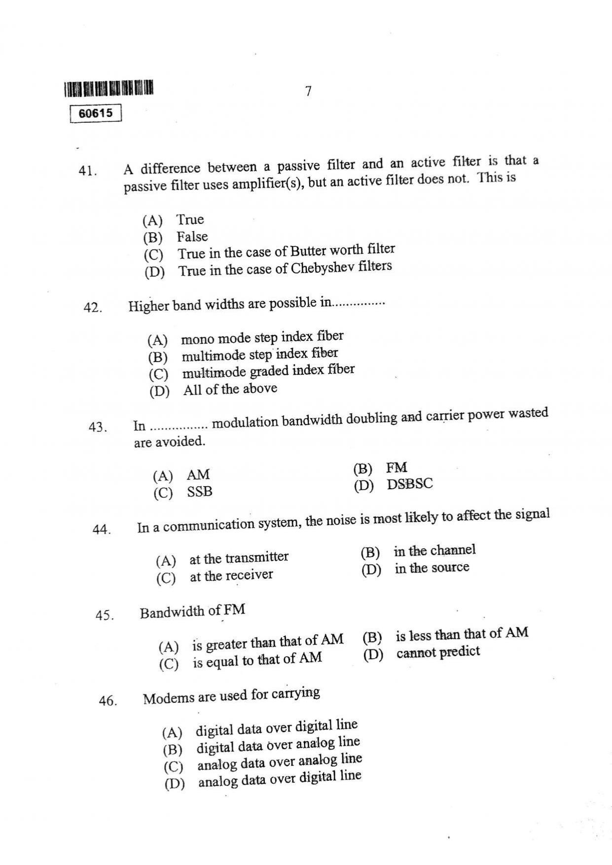 CUSAT CAT 2015 Electronic Science Question Paper - Page 8