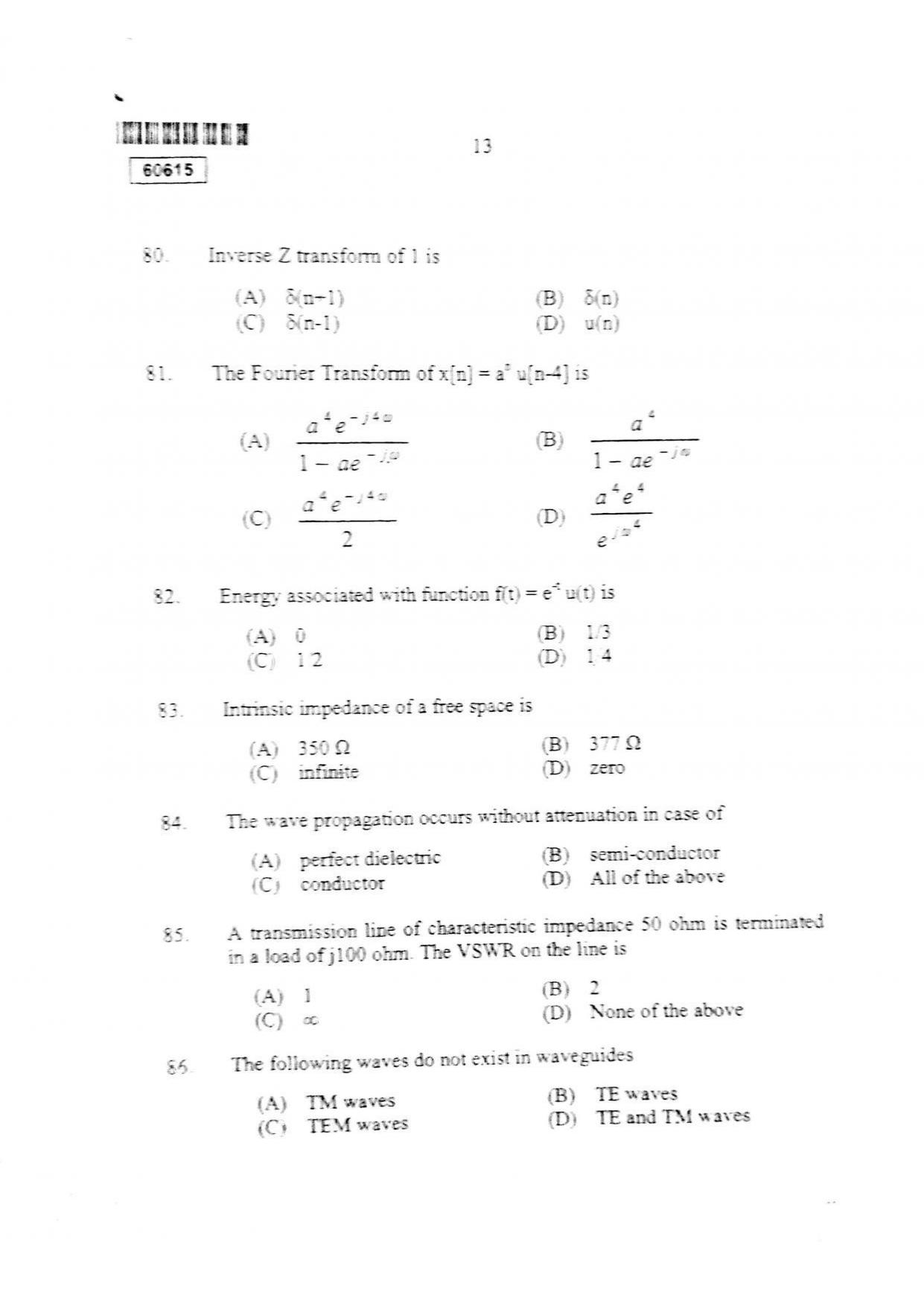 CUSAT CAT 2015 Electronic Science Question Paper - Page 14