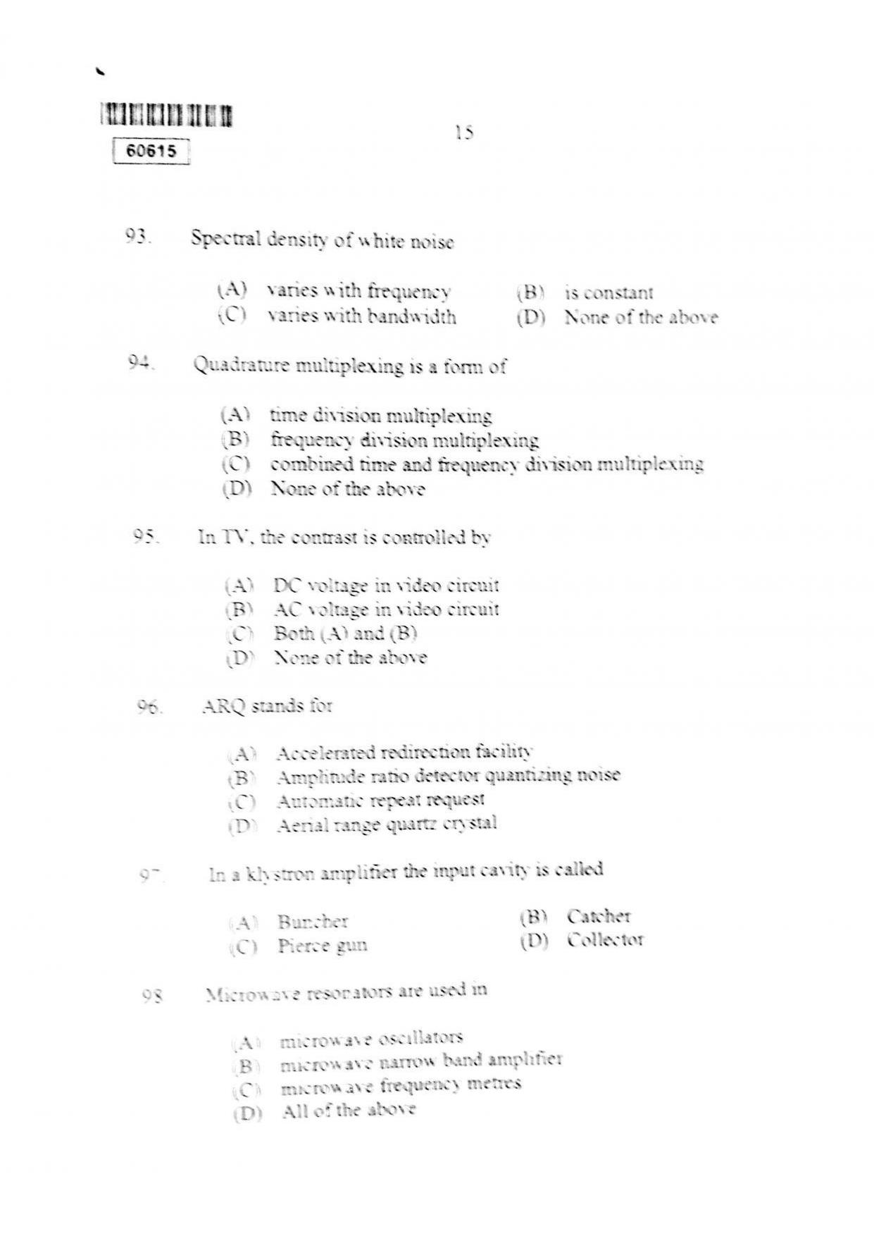 CUSAT CAT 2015 Electronic Science Question Paper - Page 16
