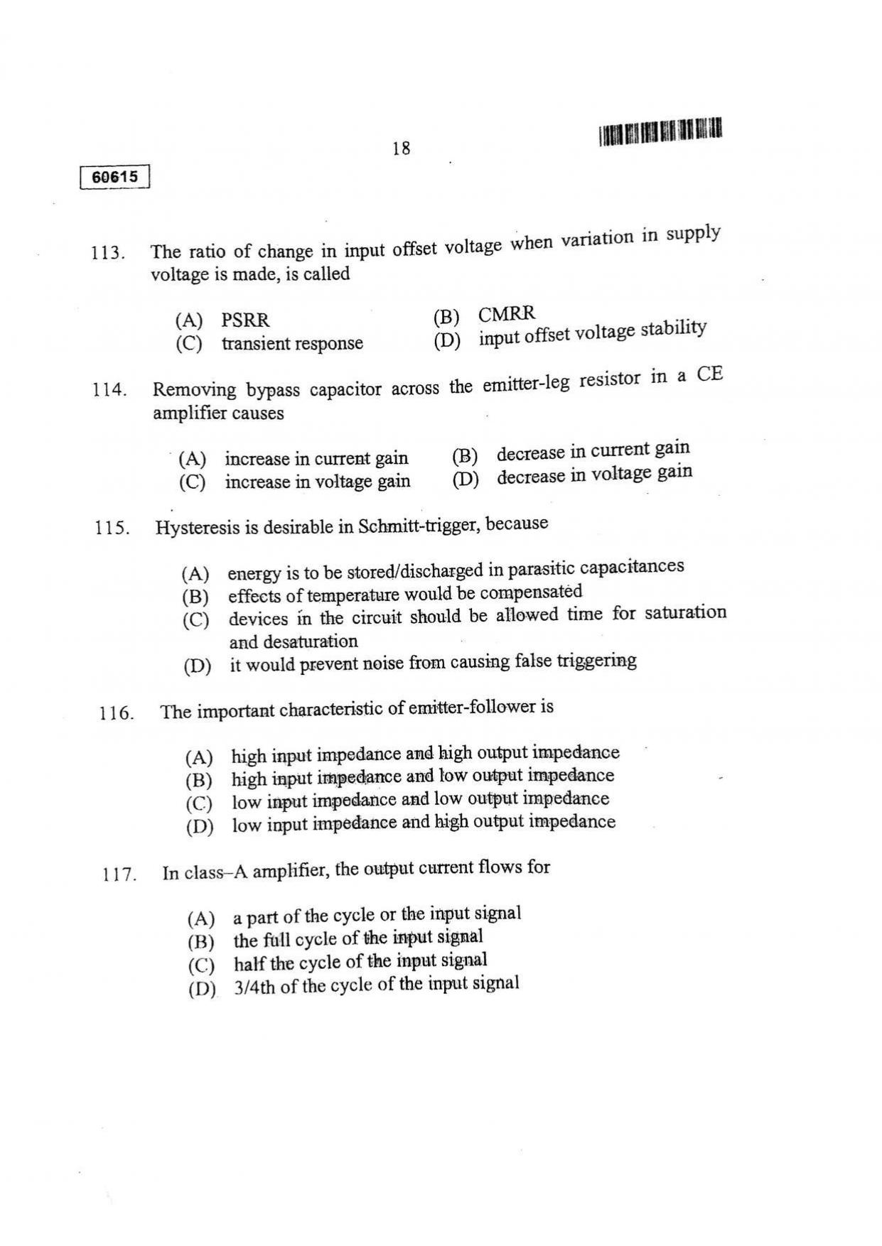 CUSAT CAT 2015 Electronic Science Question Paper - Page 19