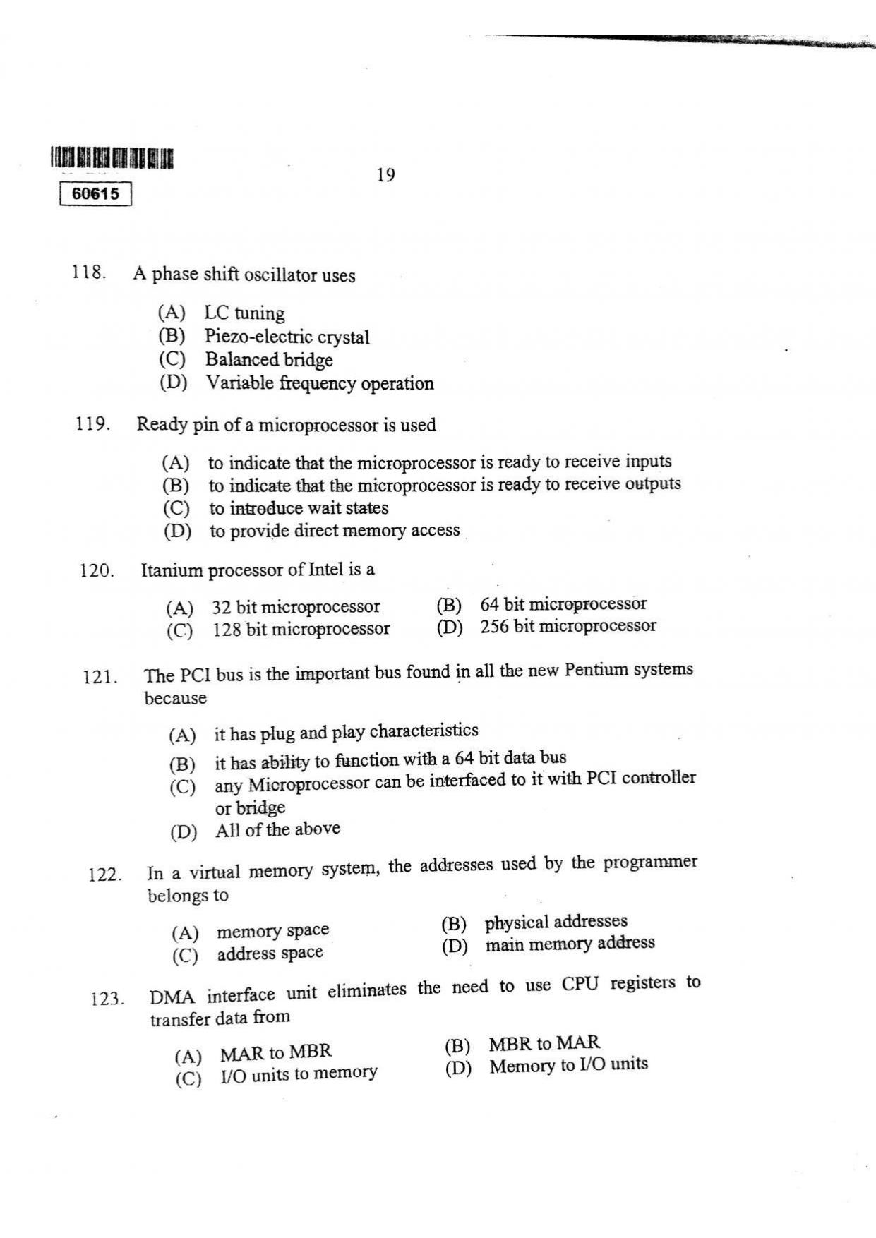 CUSAT CAT 2015 Electronic Science Question Paper - Page 20