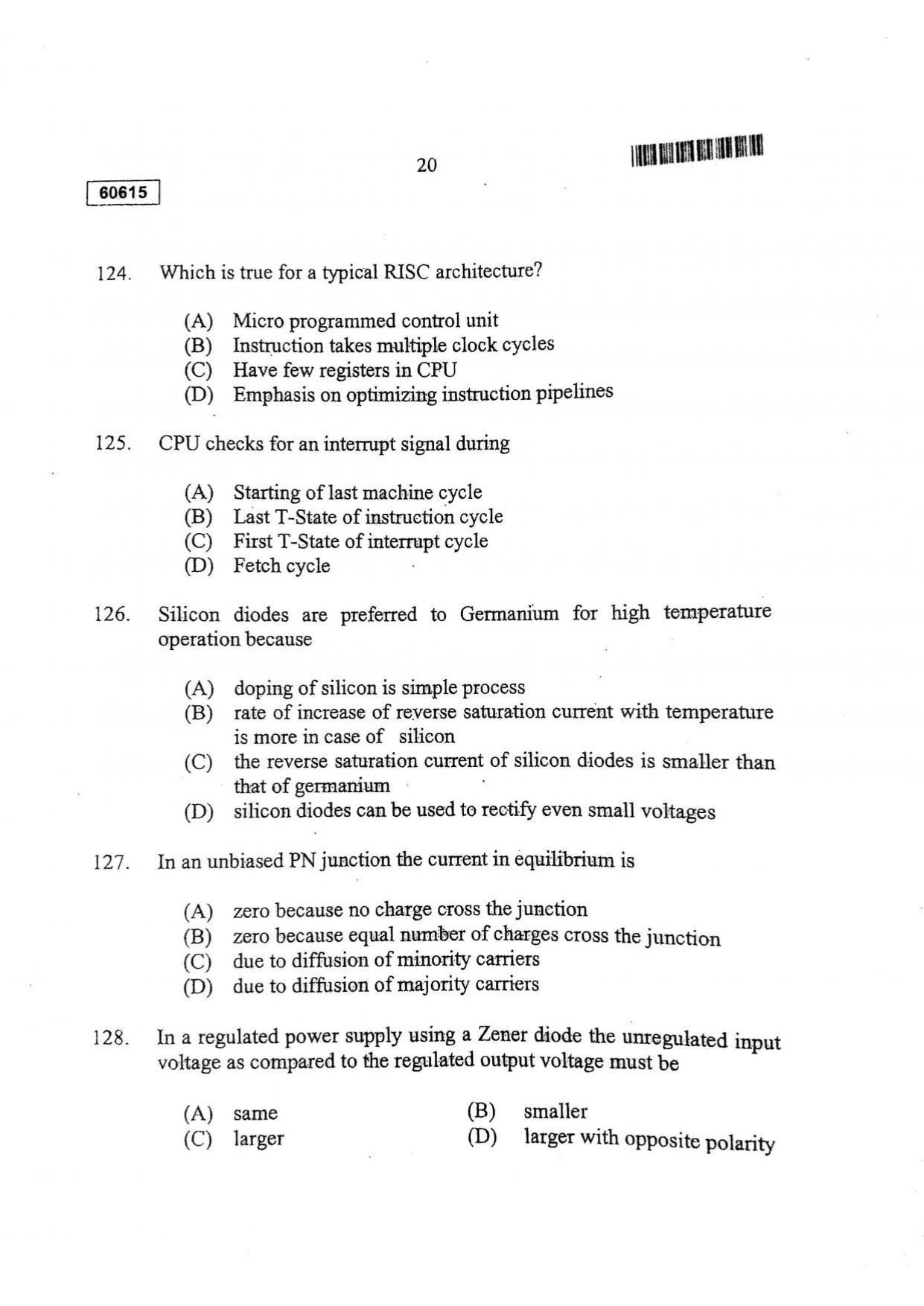 CUSAT CAT 2015 Electronic Science Question Paper - Page 21