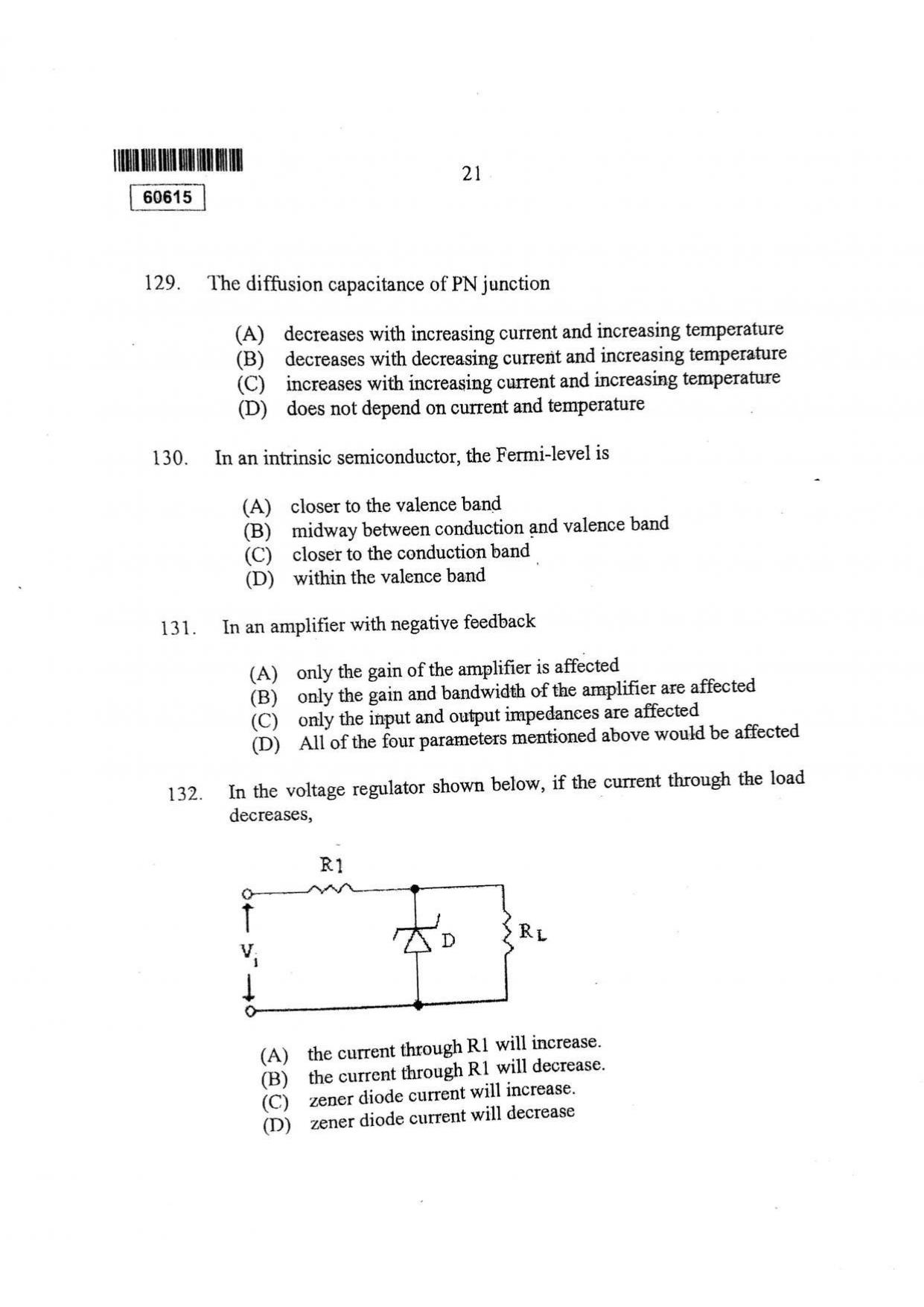 CUSAT CAT 2015 Electronic Science Question Paper - Page 22