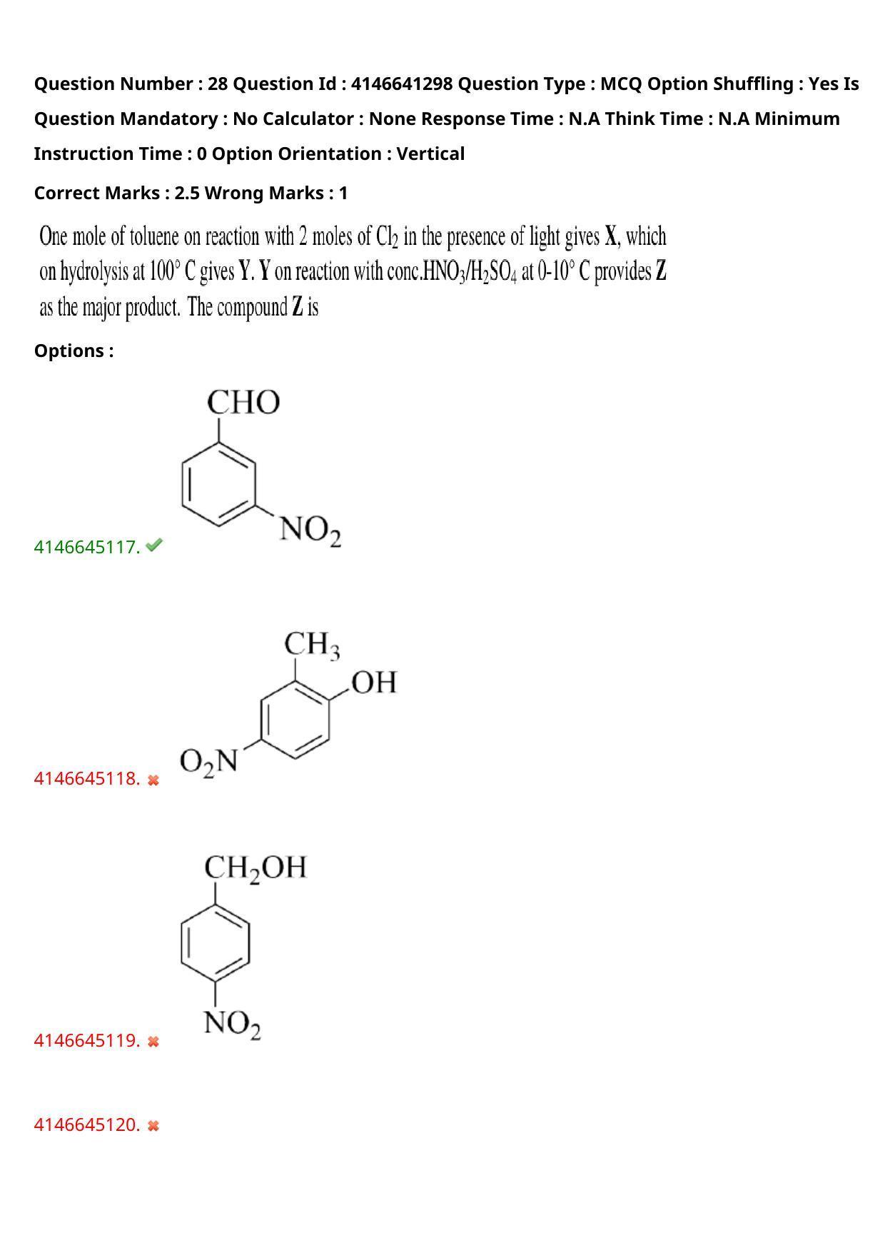 NEST 2023 Shift 2 Question Paper with Answer Keys - Page 39