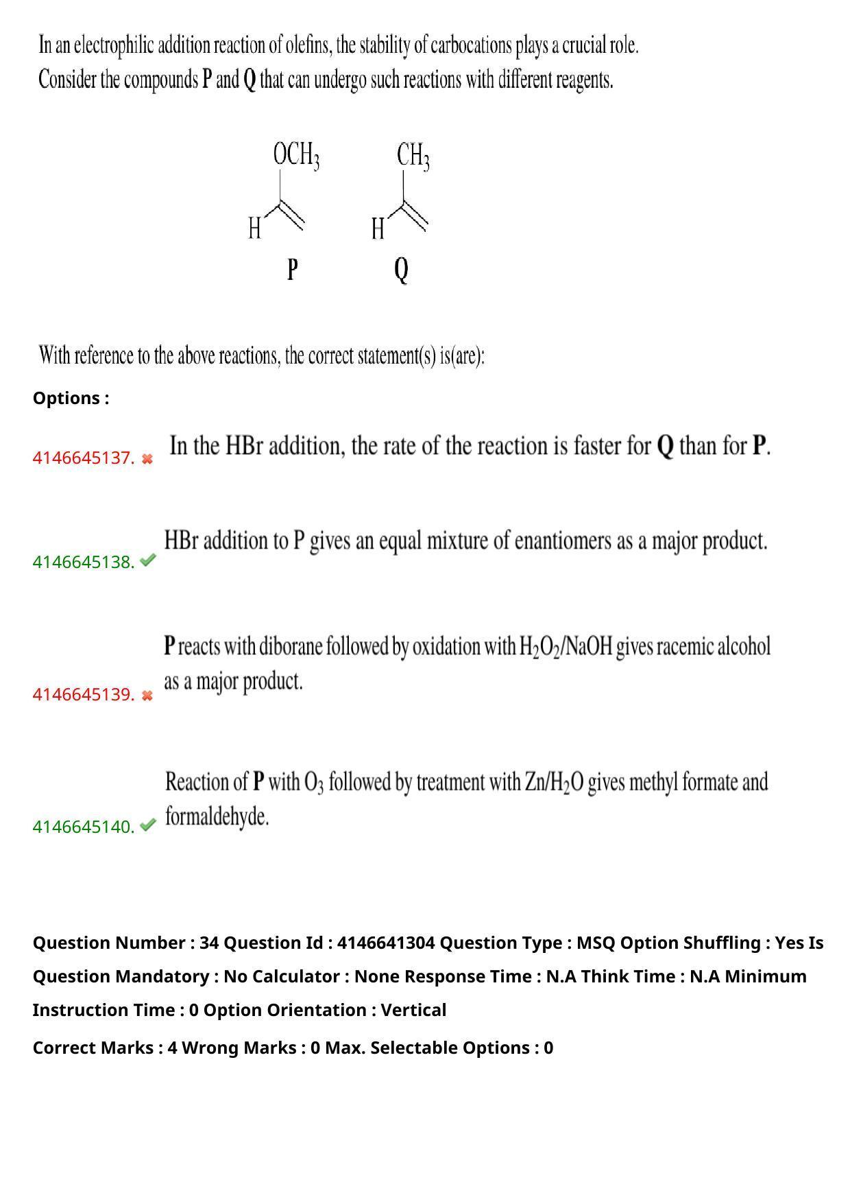NEST 2023 Shift 2 Question Paper with Answer Keys - Page 44