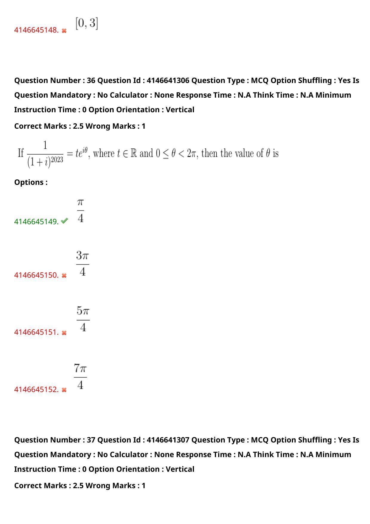 NEST 2023 Shift 2 Question Paper with Answer Keys - Page 47