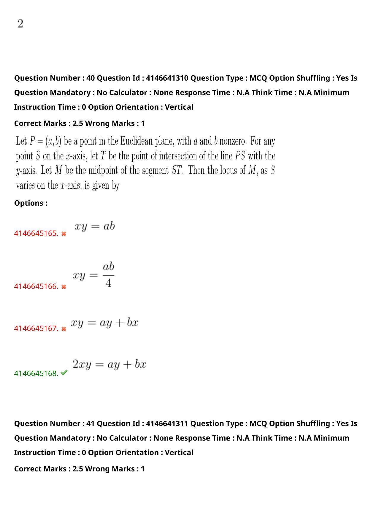 NEST 2023 Shift 2 Question Paper with Answer Keys - Page 50