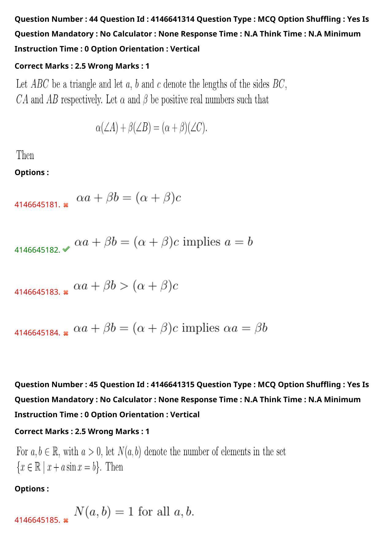 NEST 2023 Shift 2 Question Paper with Answer Keys - Page 53