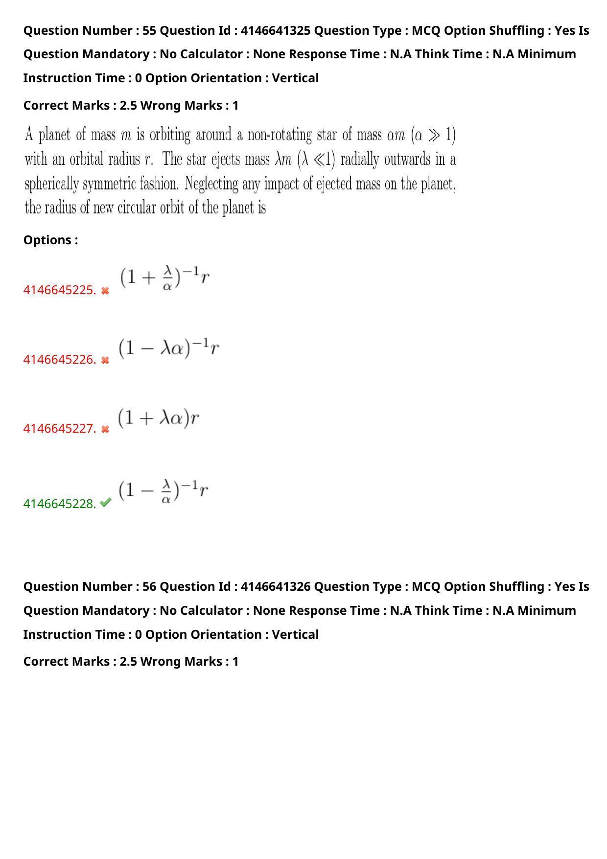 NEST 2023 Shift 2 Question Paper with Answer Keys - Page 62