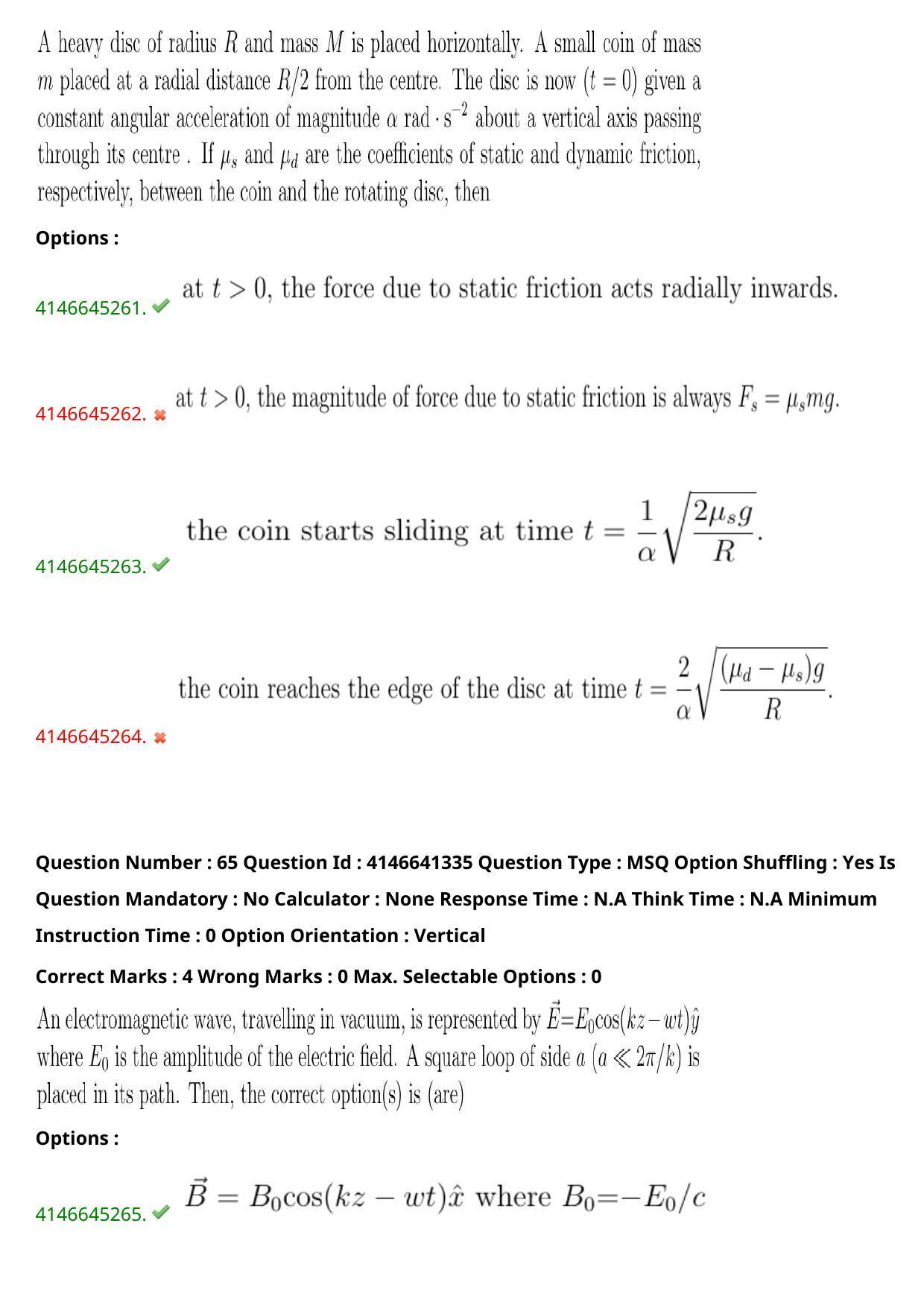 NEST 2023 Shift 2 Question Paper with Answer Keys - Page 70