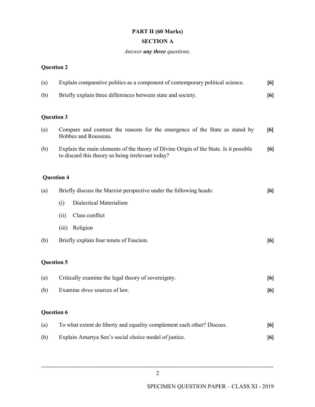 ISC Class 11 Specimen Political Science Sample Papers 2023 - Page 2