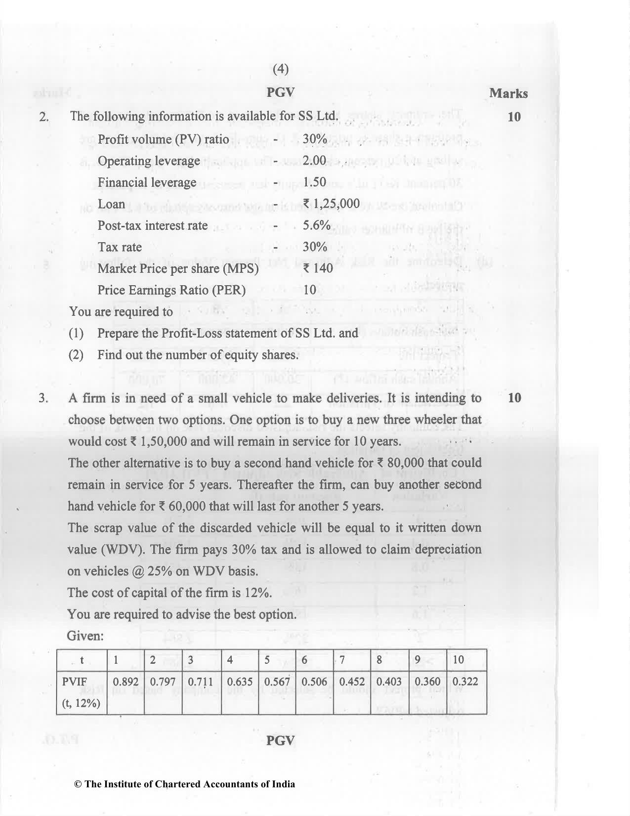 CA Inter Nov 2022 Question Paper - Paper 8 – Financial Management & Economics for Finance - Page 4