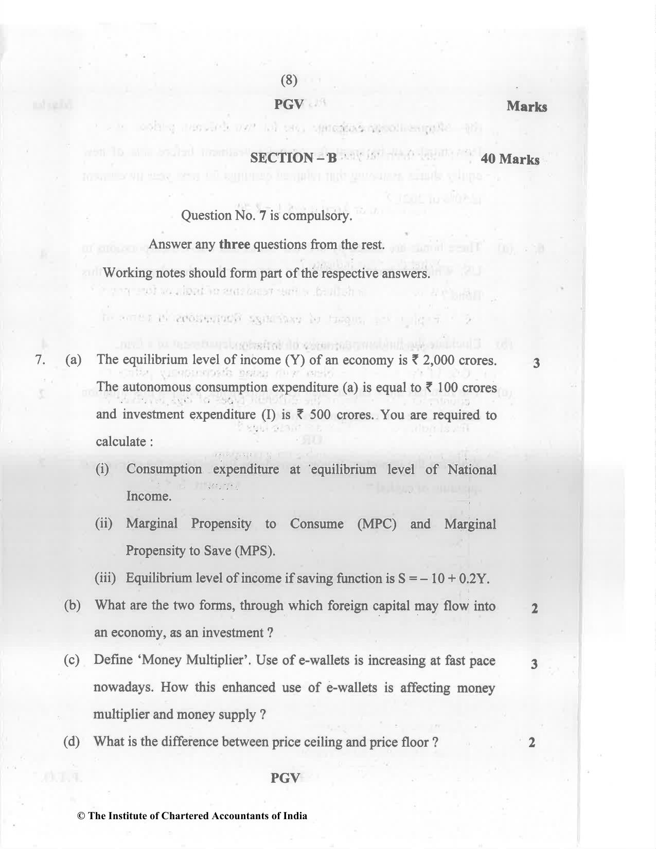 CA Inter Nov 2022 Question Paper - Paper 8 – Financial Management & Economics for Finance - Page 8